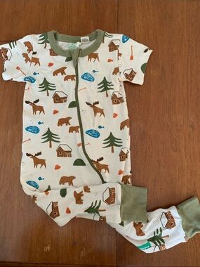 🫐3/$30 Parade Organics Baby Cabin & Woodland Animals Zip Romper